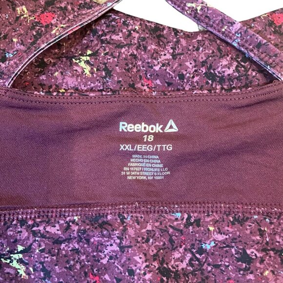 Reebok‎ Girls Sports Bra NEW Burgundy Multicolor Fitted Stretch Racerback XXL 18 - Picture 6 of 7